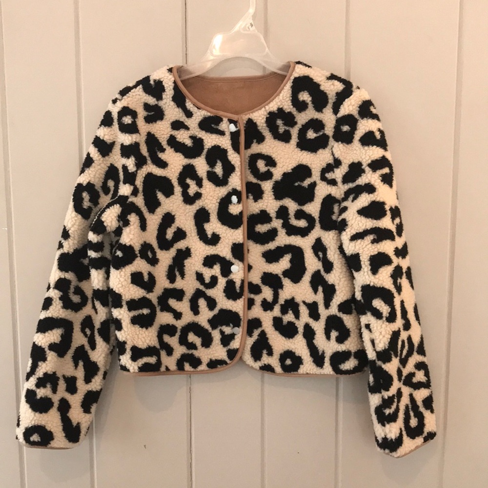 Shein Leopard Print Sherpa Jacket